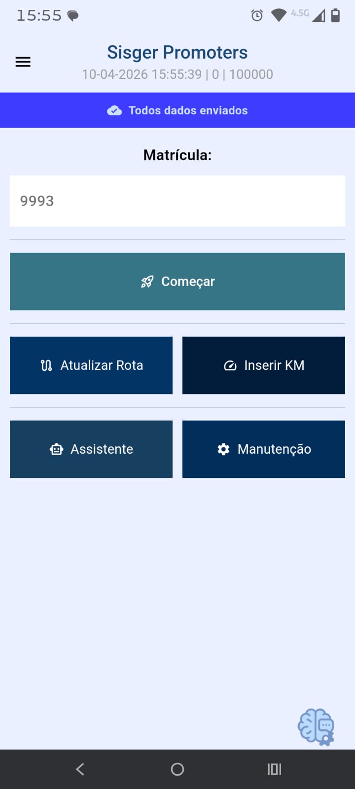 Tela inicial do Sisger Promoters